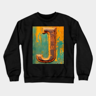 Rusty Letter J Antique Monogram Letter J Initial Alphabet Crewneck Sweatshirt